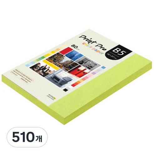종이문화 프린트 프로 칼라 복사용지 No 09 브라이트그린 80g, B5, 510개
