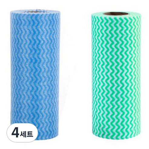 롤타입 간편 수세미 2종 세트, 4세트, 블루, 그린
