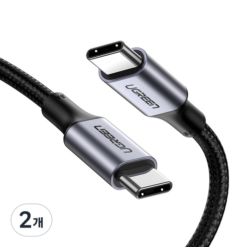 유그린 100W PD 지원 직조 C to C타입 고속충전케이블, 2m, 혼합색상, 2개