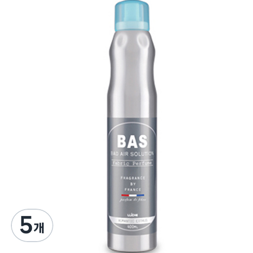 BAS 섬유 탈취제 로맨틱 시트러스향 본품, 400ml, 5개