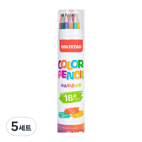 고케이 색연필 미술용품, 18색, 5세트