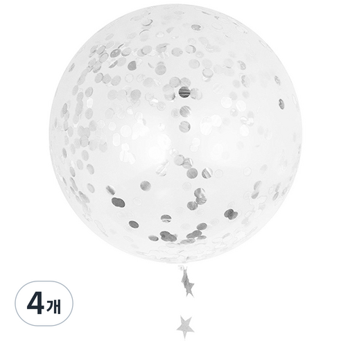 파티복닷컴 투명 컨페티 풍선 90cm, 실버, 4개