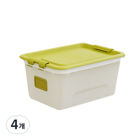 리빙숲 스퀘어 리빙박스 24L, 그린, 4개