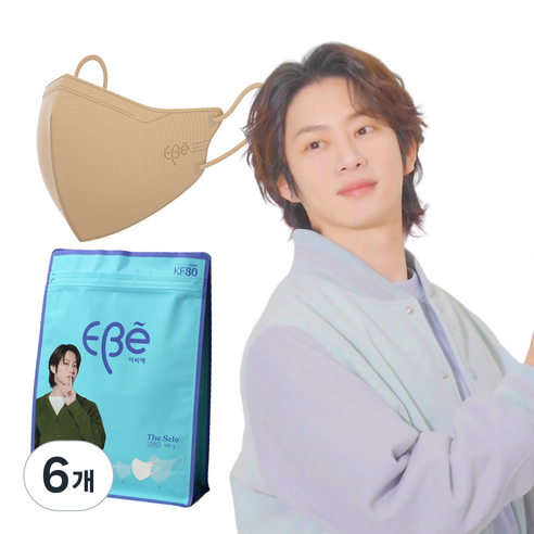 이비에 더세로 새부리형 대형 마스크 성인용 KF80, 30개입, 6개, 베이지