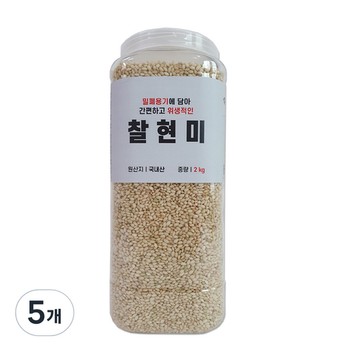 대한농산 통에담은 찰현미, 2kg, 5개