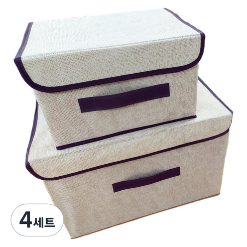 글로벌티엔티 접이식 패브릭 소품정리 박스 2종 세트, 4세트
