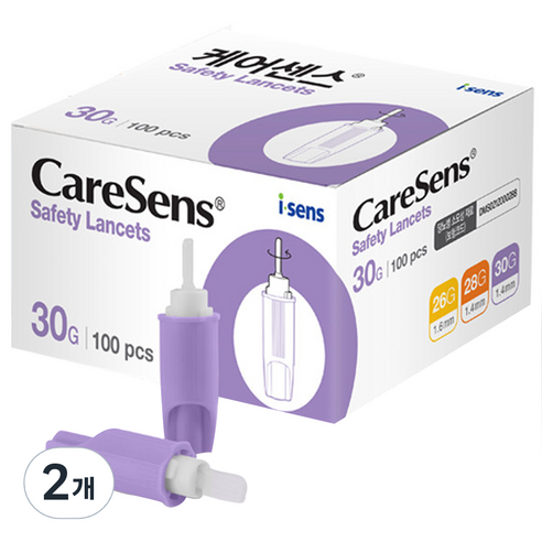 케어센스 일회용 멸균 자동 랜싯 30G 1.4mm, 2개, 100개입