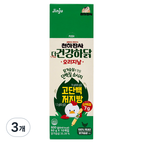 건강하닭 천하장사 더 소시지, 600g, 3개