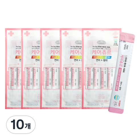 데이스포 강아지 케어츄르 짜먹는 간식 4p, 혼합맛(연어/황태), 60g, 10개