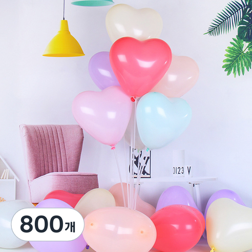 뷰라뷰 마카롱 하트 풍선, 랜덤발송, 800개