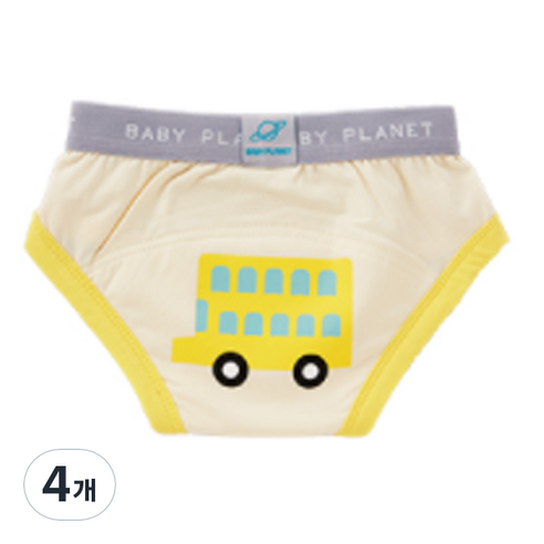 베이비플라넷 밤부 배변훈련팬티 빵빵 스쿨버스, 혼합색상, 4개