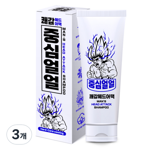 중심얼얼 쾌감 헤드어택 샴푸 코튼향, 3개, 250ml