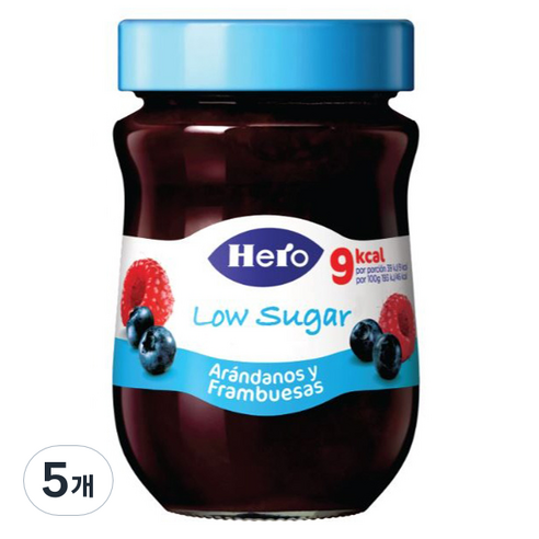 헤로 저당 블루베리&라즈베리잼, 5개, 280g