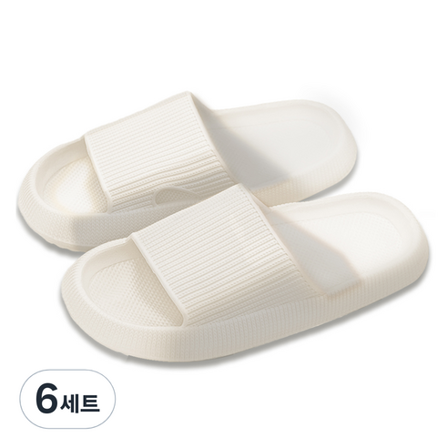 글랑앤 층간소음 슬리퍼 실내화 거실화, 화이트, 6세트