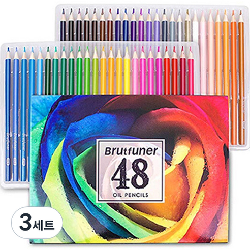 Brutfuner 드로잉 컬러링 유성 색연필, 3세트, 48색