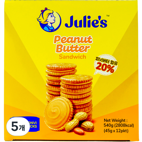 줄리스 피넛버터 샌드위치, 540g, 5개