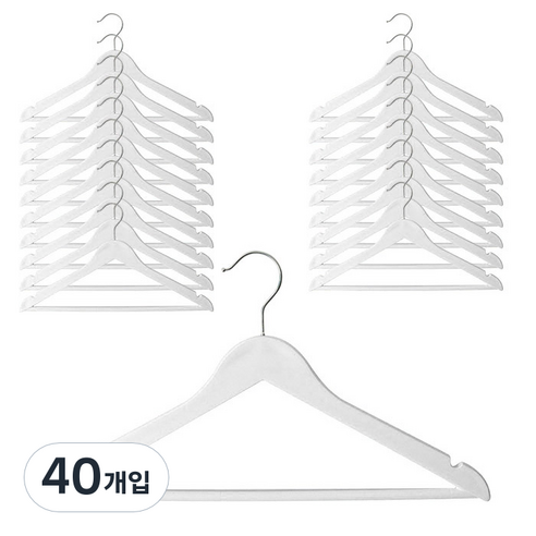마켓플랜 비비드 플라스틱 옷걸이, 화이트, 40개