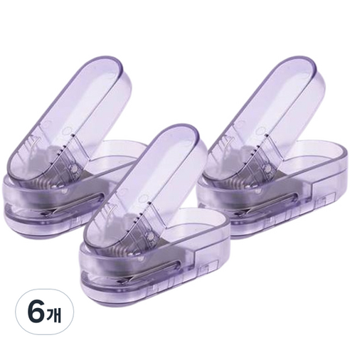 DELI 누사인 투명 원터치 미니 펀치 NS088S, 퍼플, 6개