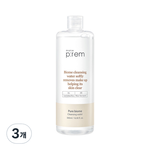 메이크프렘 퓨어 바이옴 클렌징 워터, 500ml, 3개
