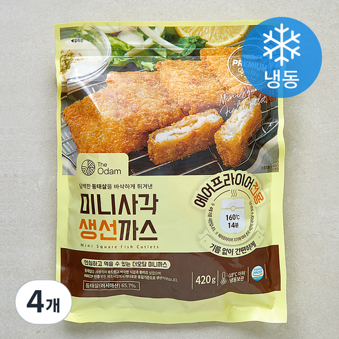 더오담 미니 사각 생선까스 (냉동), 420g, 4개