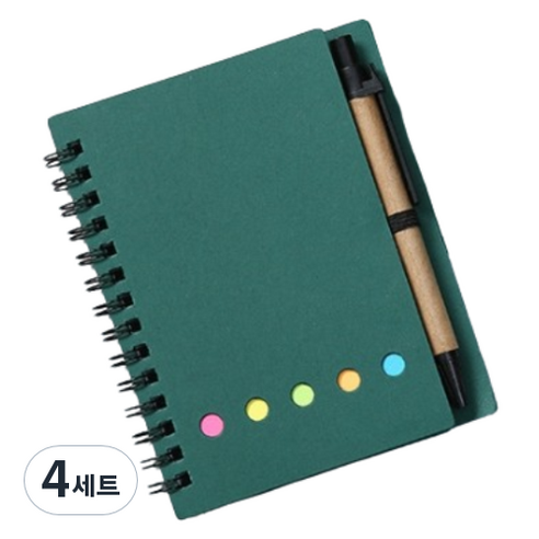 일상속반짝 메모 다이어리 세트, 그린, 4세트
