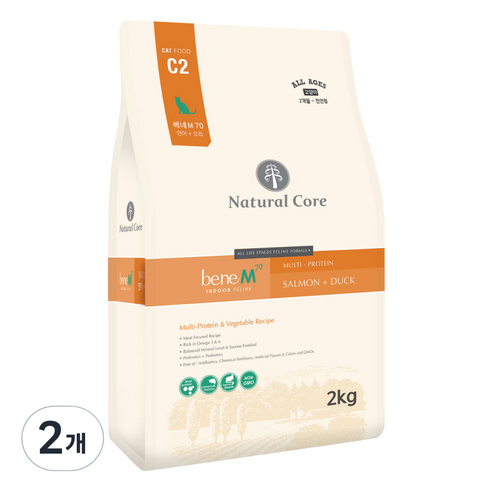 네츄럴코어 베네 M70 고양이 건식사료, 2kg, 2개