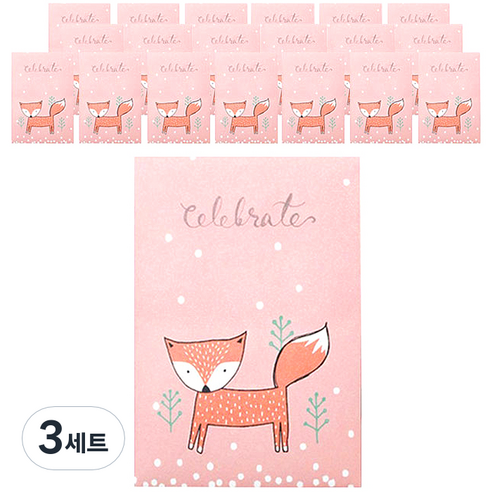 기프트백 20p + 스티커 20p 세트, 눈꽃여우, 3세트