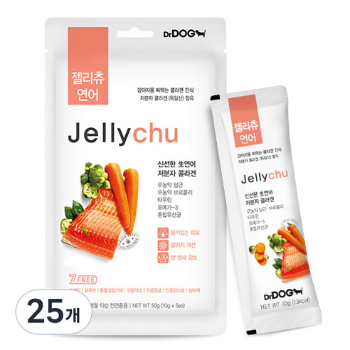 닥터독 젤리츄 반려동물 간식 파우치 10g, 연어, 50g, 5개