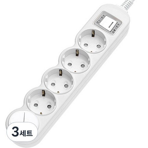 에코파워탭 LED 일반 메인 과부하차단 멀티탭 5구 EPM-L305A + 안전커버 세트, 3세트, 1.5m