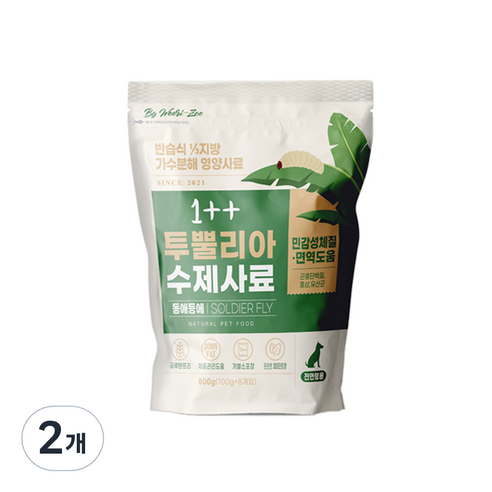 우리주 가수분해 투뿔리아 강아지 수제사료, 동애등에, 2개, 800g