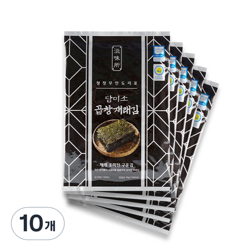 담미소 곱창재래김 조미된 구운김, 45g, 10개