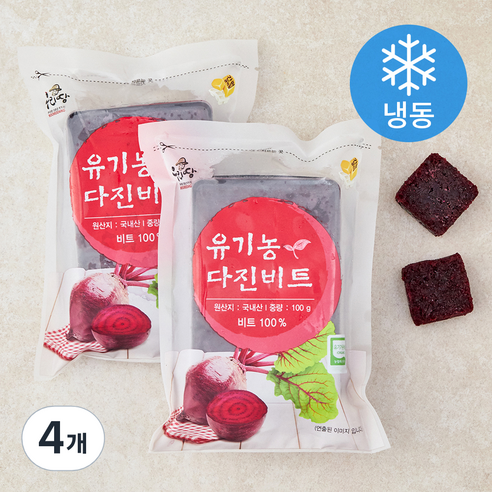 우리땅 유기가공식품 인증 다진 비트 (냉동), 100g, 4개