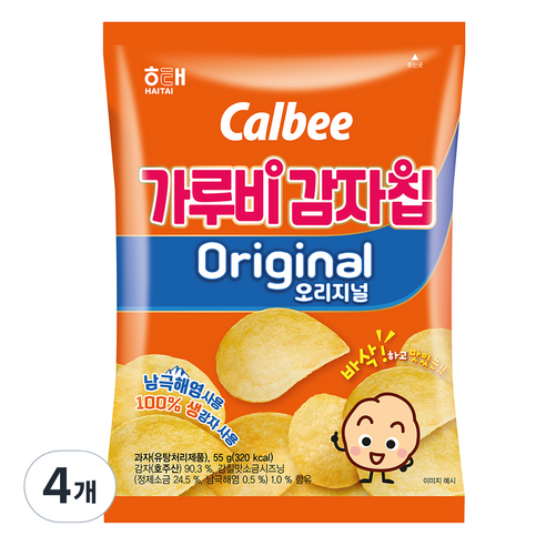 가루비 감자칩 오리지널, 55g, 4개