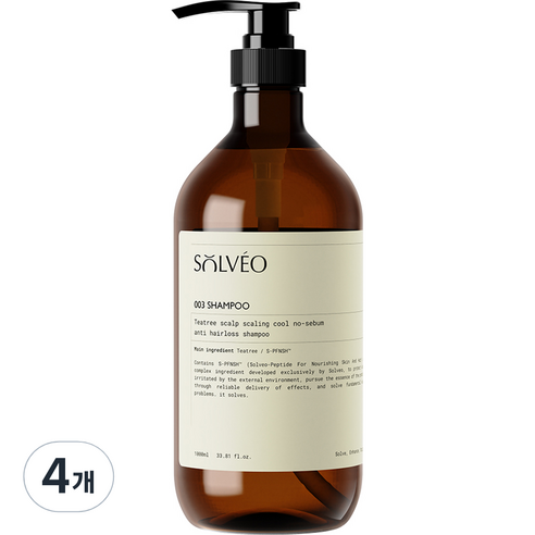 솔브이오 티트리 두피 스케일링 쿨 지성 탈모 샴푸 시트러스향, 4개, 1000ml