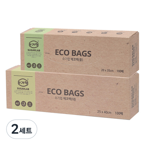 슈가랩 에코백 대 100p + 중 100p 세트, 혼합, 2세트