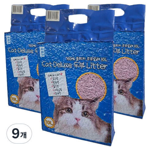 마마쇼 디럭스 가는입자 두부 고양이 모래, 10L, 9개, 라벤더향