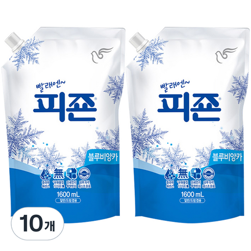 피죤 레귤러 섬유유연제 블루비앙카 리필, 1.6L, 10개