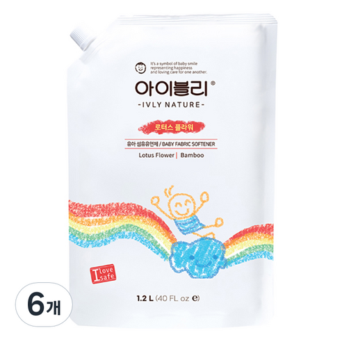 아이블리네이쳐 대나무 성분 섬유유연제 로터스 플라워향 본품, 1.2L, 6개