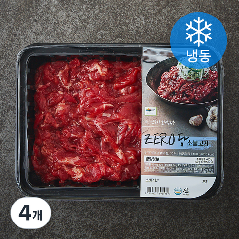 미트엔조이 청정우 제로당 소불고기 (냉동), 4개, 400g