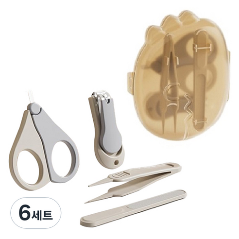 애드퓨어 유아용 캐릭터 손톱깎이 4종 세트, 베이지, 6세트