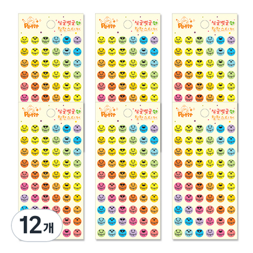 쁘띠팬시 싱글벙글 칭찬스티커 DA5237, 혼합 색상, 12개