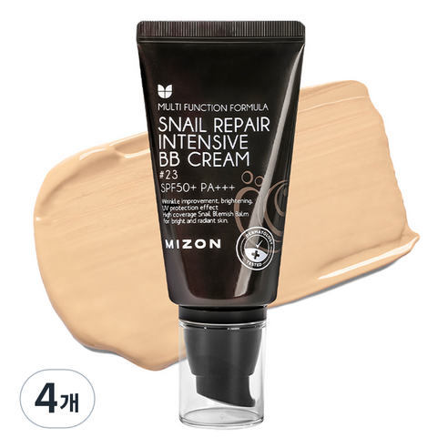 미즈온 스네일 리페어 인텐시브 비비 BB크림 SPF50+ PA+++, 23호 내츄럴 베이지, 4개