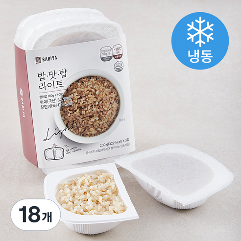 밥이야 밥맛밥라이트 현미밥 (냉동), 200g, 18개