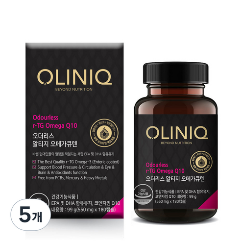 올리닉 오더리스 알티지 오메가큐텐, 180정, 5개