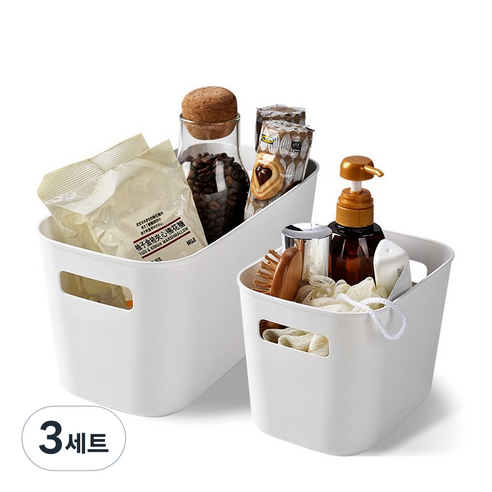 모나코올리브 렛이지 모던 화이트 정리함 중형 + 대형, 3세트