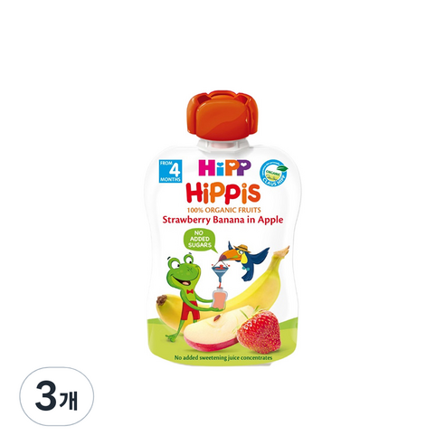 힙 스트로베리바나나 인 애플 이유식, 스트로베리 + 바나나 + 애플 혼합맛, 100g, 3개
