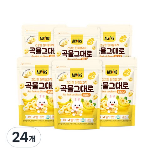 엘빈즈 건강한 현미쌀과자 곡물그대로, 바나나맛, 24개, 30g