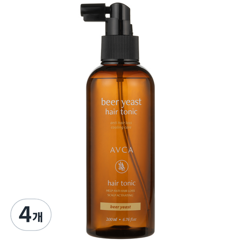 아브카 두피케어 탈모증상완화 맥주효모 헤어토닉, 200ml, 4개
