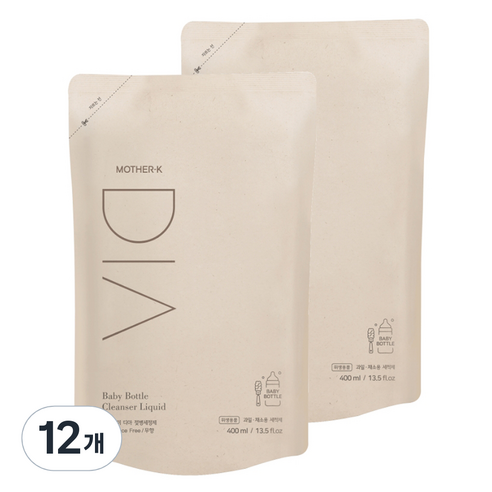 마더케이 유아용 디아 젖병세정제 리필형 무향, 400ml, 12개