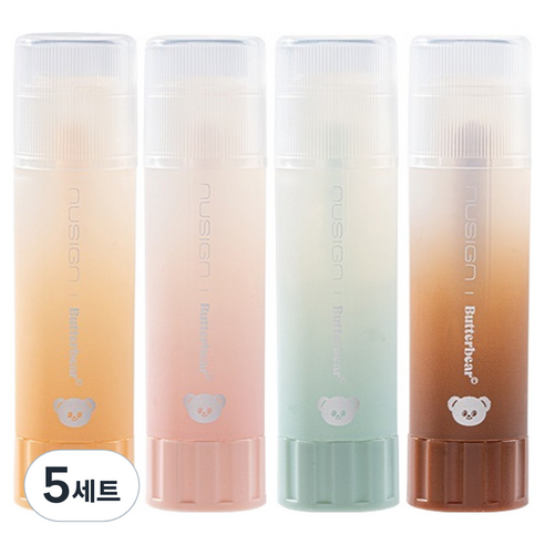 버터베어 글루스틱 고체풀 옐로우 + 핑크 + 그린 + 브라운 4종 세트, 60g, 5세트